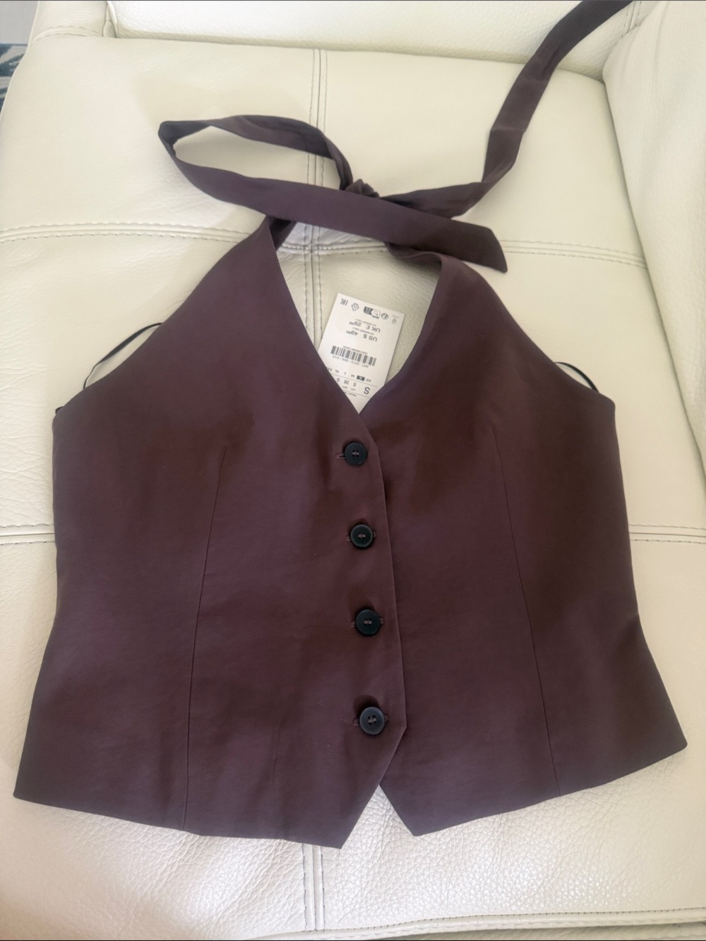Women's Brown Halter Button-Front Top